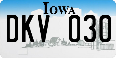 IA license plate DKV030