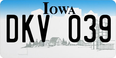 IA license plate DKV039