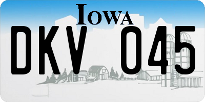 IA license plate DKV045