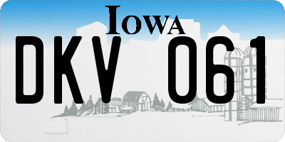 IA license plate DKV061