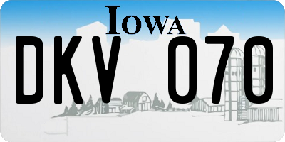 IA license plate DKV070