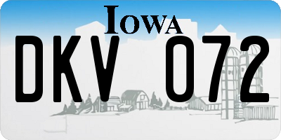 IA license plate DKV072