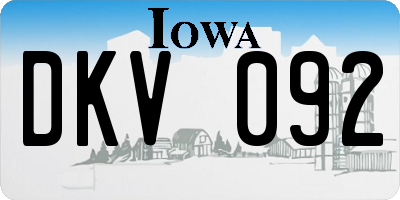 IA license plate DKV092