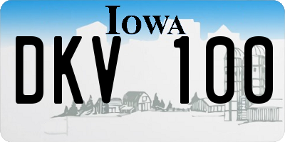 IA license plate DKV100