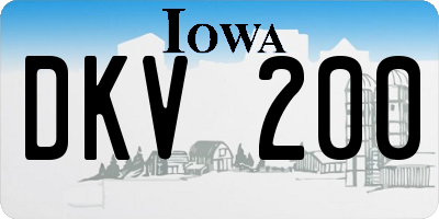 IA license plate DKV200