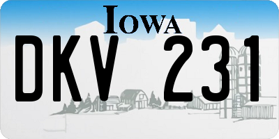 IA license plate DKV231