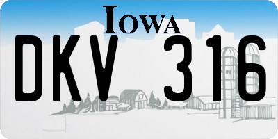 IA license plate DKV316