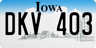 IA license plate DKV403