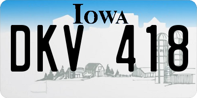 IA license plate DKV418