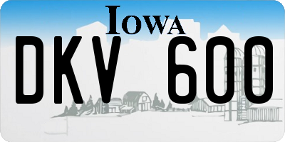 IA license plate DKV600