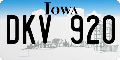 IA license plate DKV920