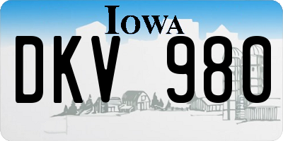 IA license plate DKV980