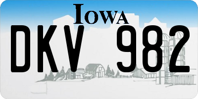 IA license plate DKV982
