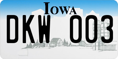 IA license plate DKW003