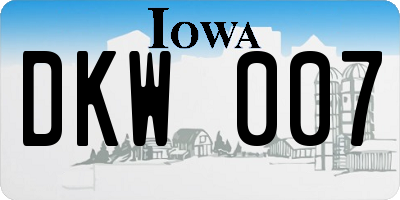IA license plate DKW007