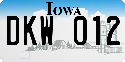 IA license plate DKW012
