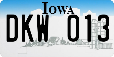 IA license plate DKW013