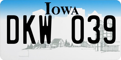 IA license plate DKW039