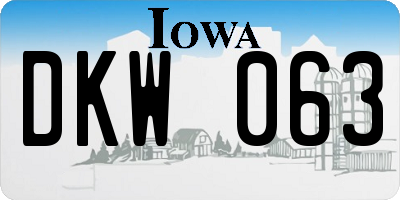 IA license plate DKW063