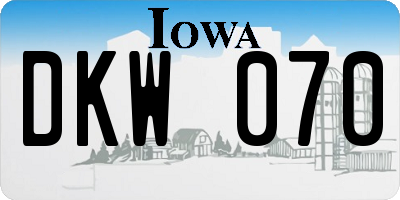 IA license plate DKW070