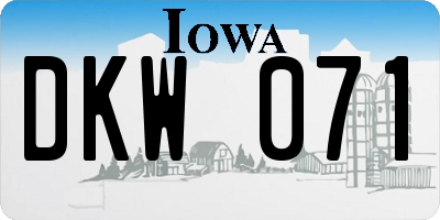 IA license plate DKW071