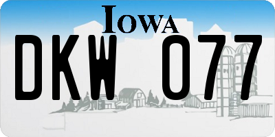 IA license plate DKW077