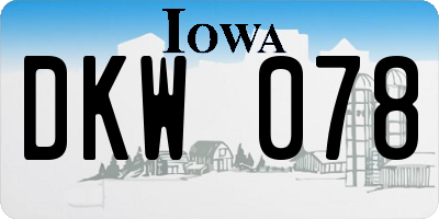 IA license plate DKW078