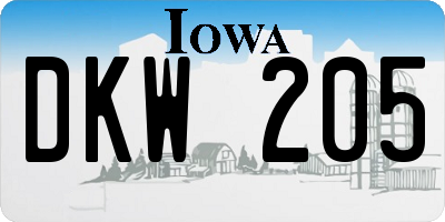 IA license plate DKW205