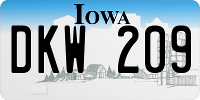 IA license plate DKW209