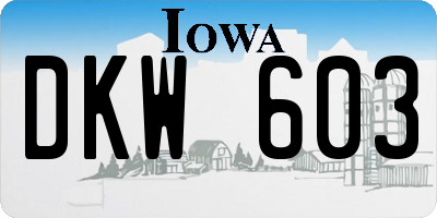 IA license plate DKW603