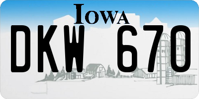 IA license plate DKW670
