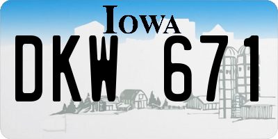 IA license plate DKW671
