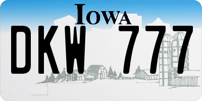 IA license plate DKW777