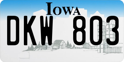 IA license plate DKW803