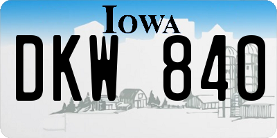 IA license plate DKW840