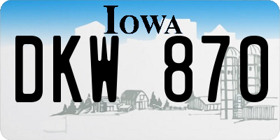 IA license plate DKW870