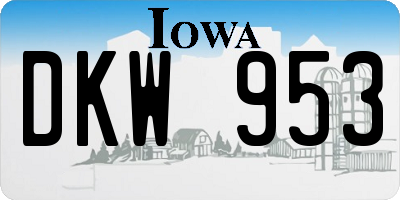 IA license plate DKW953