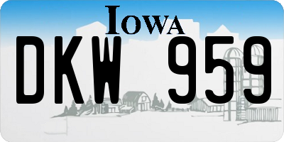 IA license plate DKW959