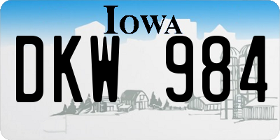 IA license plate DKW984