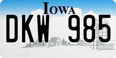 IA license plate DKW985