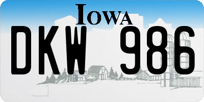 IA license plate DKW986