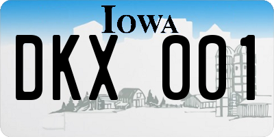 IA license plate DKX001