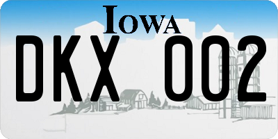 IA license plate DKX002