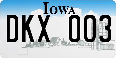 IA license plate DKX003
