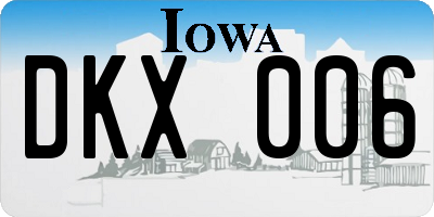IA license plate DKX006