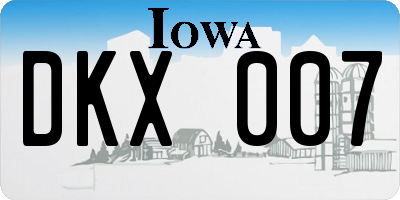 IA license plate DKX007