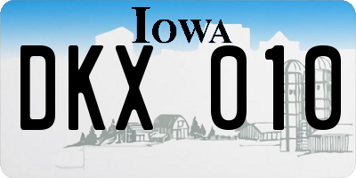 IA license plate DKX010