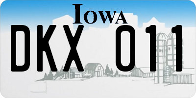 IA license plate DKX011