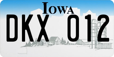 IA license plate DKX012