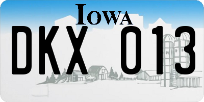 IA license plate DKX013